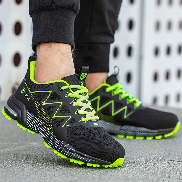 Chaussure de sécurité mixte noire et verte style basket - légère et confortable - embout renforcé norme S3