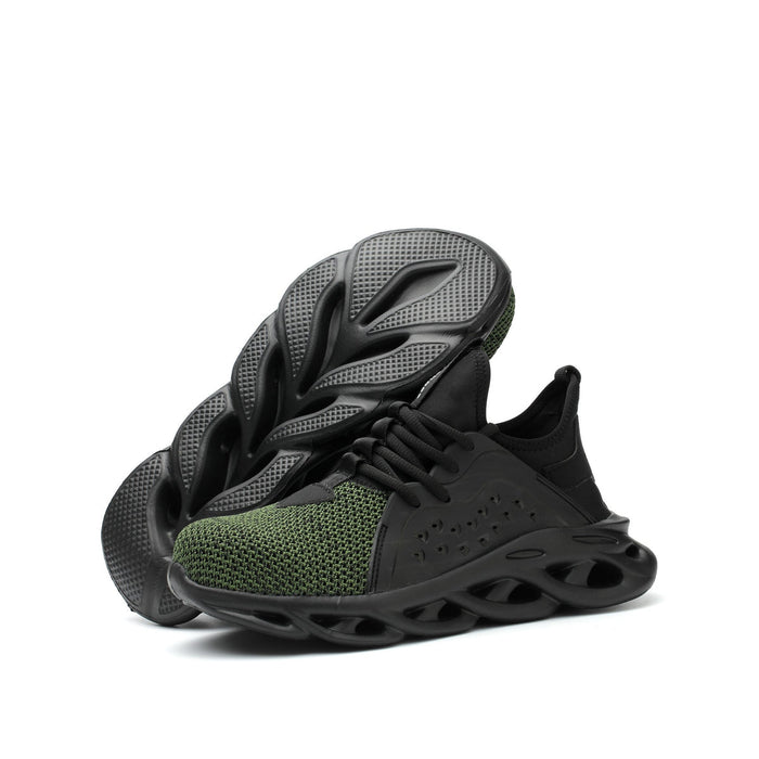 Bottines de sécurité mixte verte style basket – respirante, confortable, souple – embout renforcé