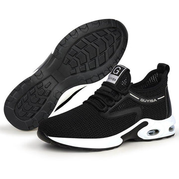 Chaussure de sécurité mixte blanche style basket – semelle à bulles d’air – souple avec embout renforcé
