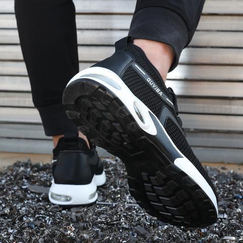 Chaussure de sécurité mixte blanche style basket – semelle à bulles d’air – souple avec embout renforcé