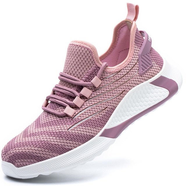 Chaussure de sécurité femme rose style basket – ultra-légère et confortable – embout renforcé