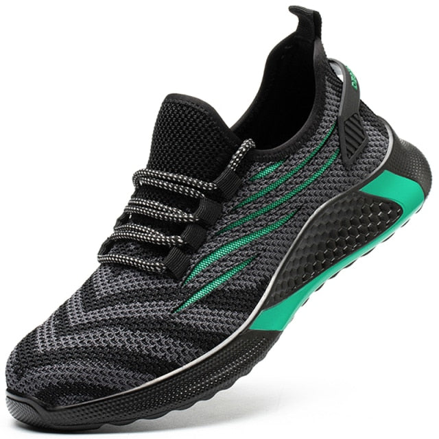 Chaussure de sécurité verte mixte style basket – ultra-résistante et légère – embout renforcé