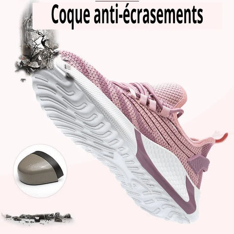 Baskets de Sécurité PULSE PINK - Chaussures de Travail S3 Femme Ultra-Légères [Rose & Tissu Respirant]