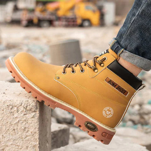 Chaussure de Sécurité Montante LONDON - Bottines de Travail S3 SRC [Coloris Jaune Camel & Style Iconique]