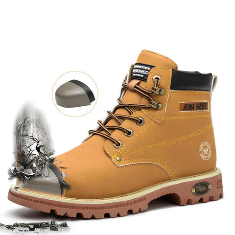 Chaussure de Sécurité Montante LONDON - Bottines de Travail S3 SRC [Coloris Jaune Camel & Style Iconique]