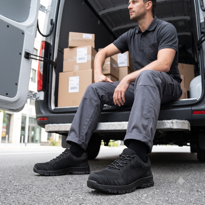 Baskets de Sécurité CARBON BLACK - Chaussures de Travail S3 Respirantes & Légères [Noir Intégral]
