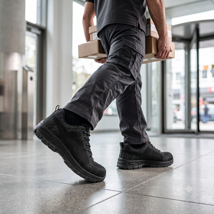 Baskets de Sécurité CARBON BLACK - Chaussures de Travail S3 Respirantes & Légères [Noir Intégral]