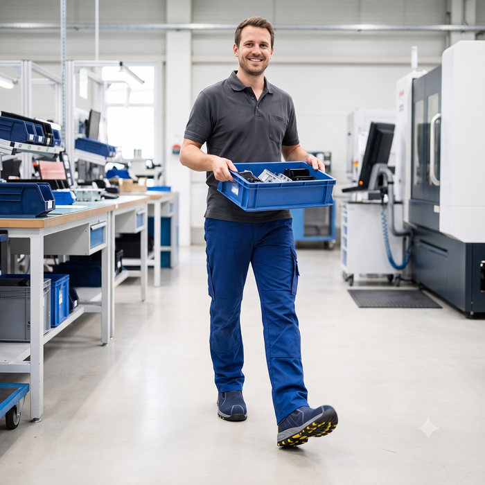 Baskets de Sécurité DOCKER BLUE - Chaussures de Travail S3 Sans Lacets [Daim Bleu Marine]