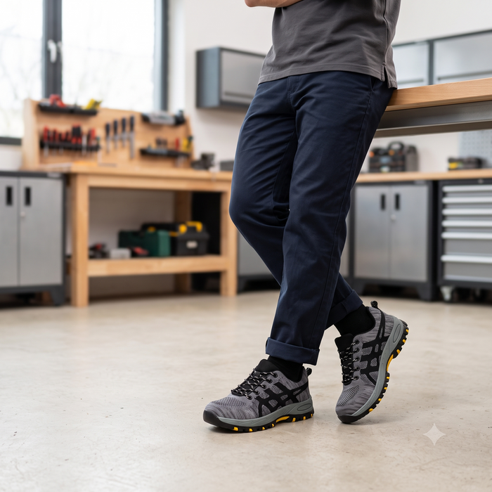 Baskets de Sécurité GRAPHITE PRO - Chaussures de Travail S3 Sportives [Gris Chiné & Jaune]