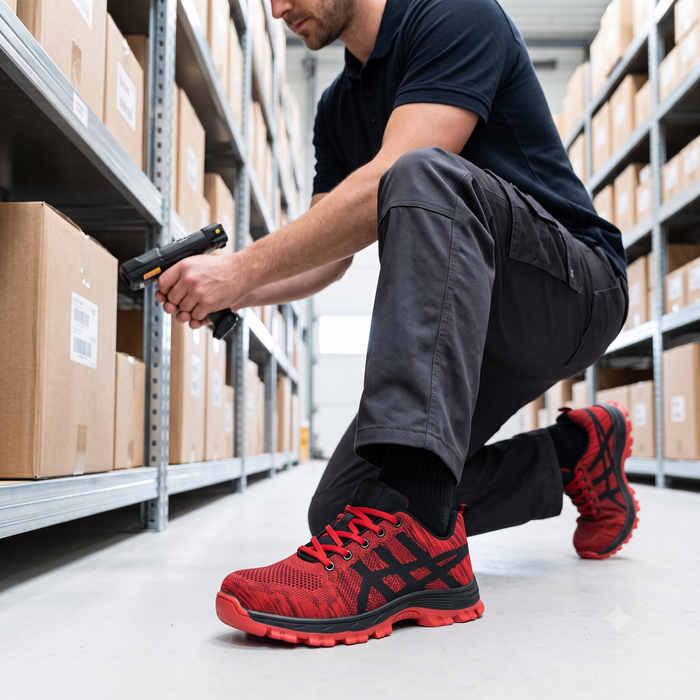 Baskets de Sécurité NITRO RED - Chaussures de Travail S3 Sportives & Respirantes [Rouge & Noir]