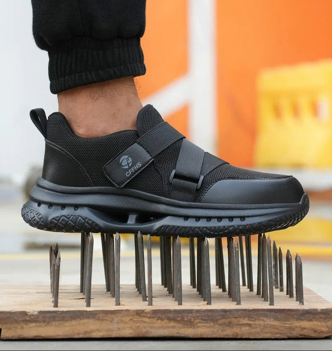 Baskets de Sécurité RAPID BLACK - Chaussures de Travail S3 à Scratch [Noir & Sans Lacets]