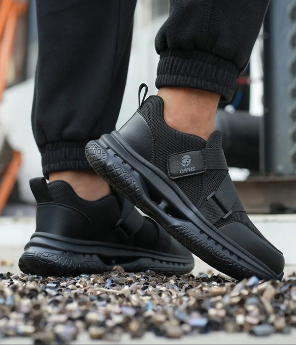 Baskets de Sécurité RAPID BLACK - Chaussures de Travail S3 à Scratch [Noir & Sans Lacets]