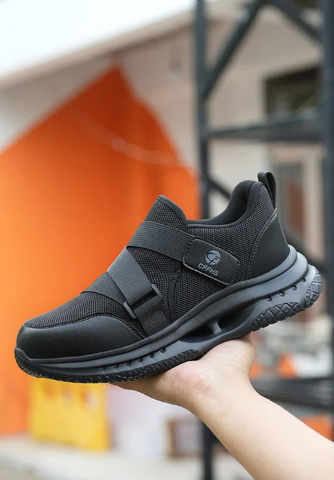 Baskets de Sécurité RAPID BLACK - Chaussures de Travail S3 à Scratch [Noir & Sans Lacets]