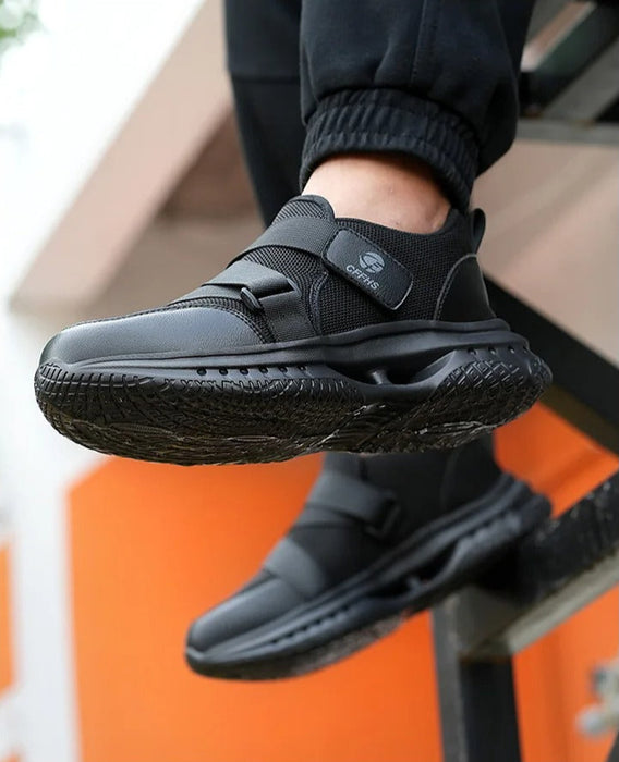 Baskets de Sécurité RAPID BLACK - Chaussures de Travail S3 à Scratch [Noir & Sans Lacets]