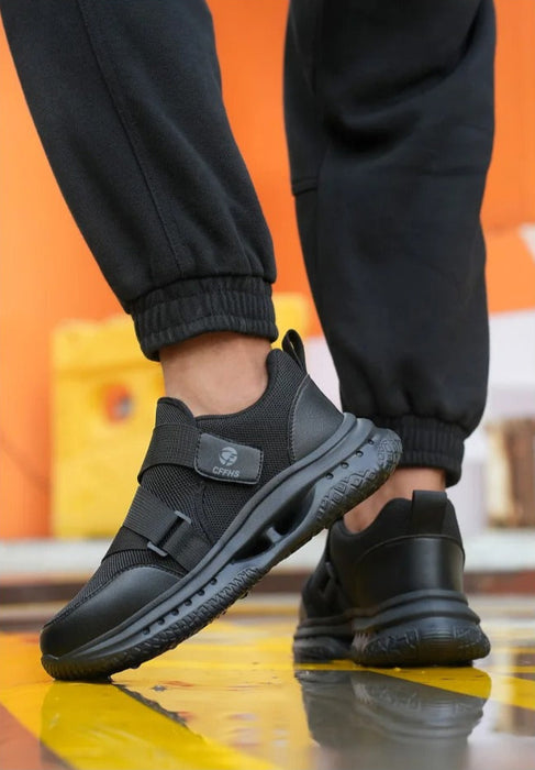 Baskets de Sécurité RAPID BLACK - Chaussures de Travail S3 à Scratch [Noir & Sans Lacets]