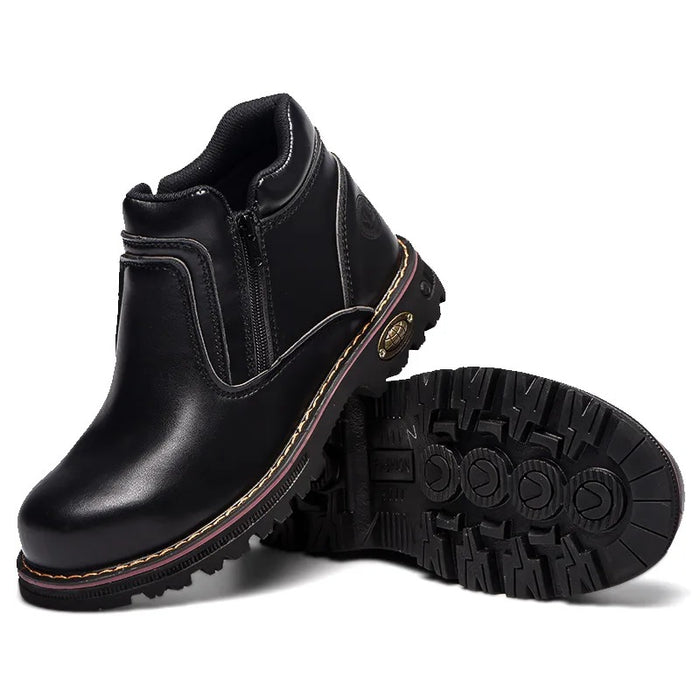 Bottines de Sécurité PATROL BLACK - Chaussures Montantes S3 Zippées [Cuir Noir Lisse]