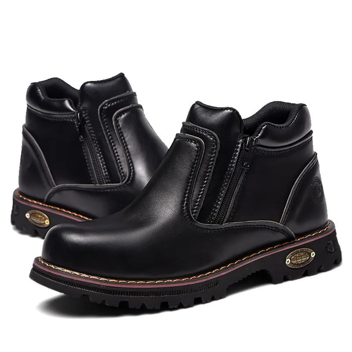 Bottines de Sécurité PATROL BLACK - Chaussures Montantes S3 Zippées [Cuir Noir Lisse]