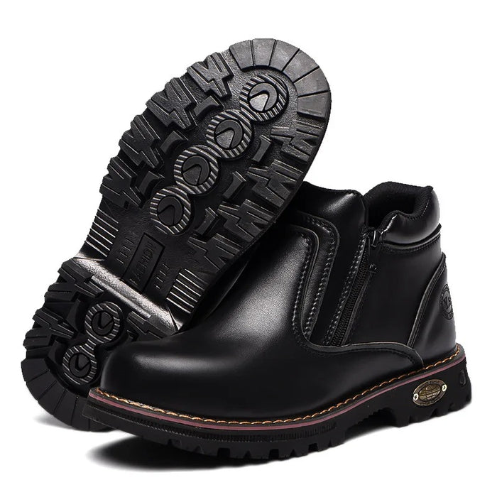 Bottines de Sécurité PATROL BLACK - Chaussures Montantes S3 Zippées [Cuir Noir Lisse]