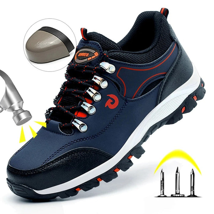 Baskets de Sécurité RANGER BLUE - Chaussures de Travail S3 Style Randonnée [Bleu Marine & Rouge]