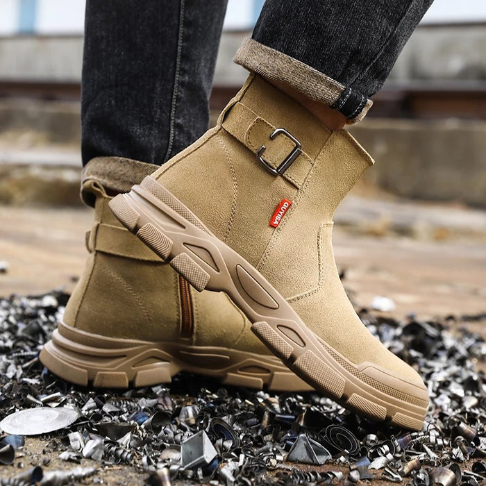 Bottines de Sécurité NOMAD BEIGE - Chaussures Montantes S3 Zippées [Daim Sable & Boucle]