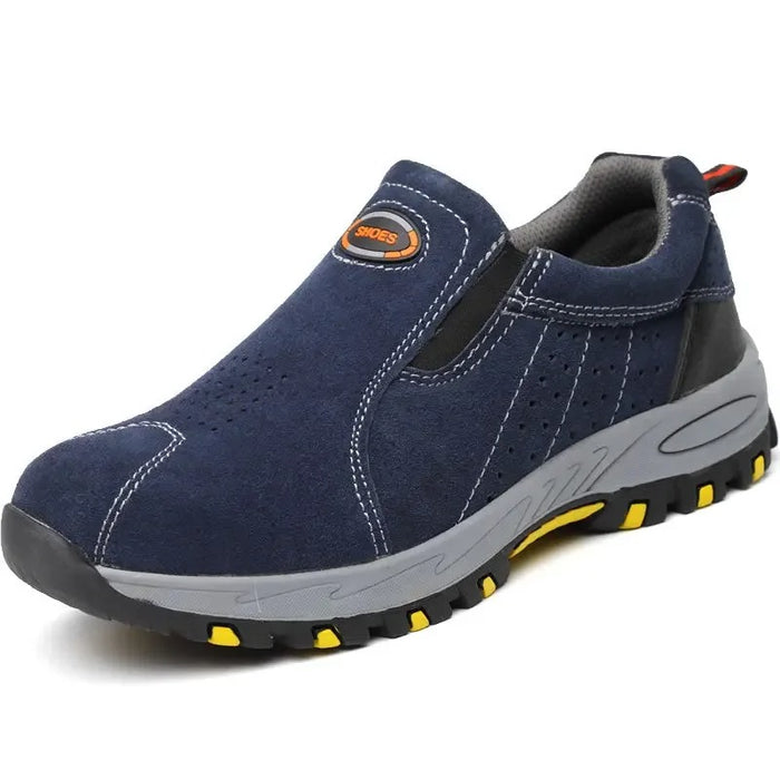 Baskets de Sécurité DOCKER BLUE - Chaussures de Travail S3 Sans Lacets [Daim Bleu Marine]