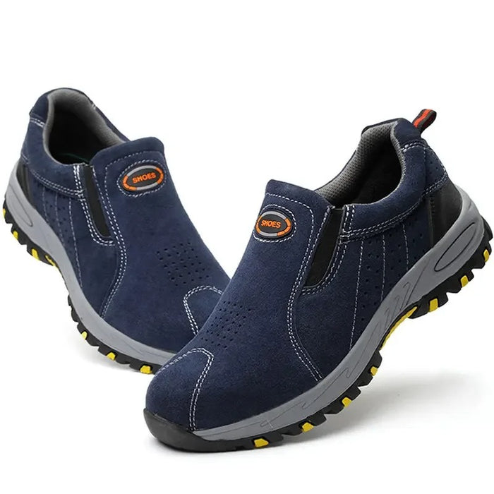 Baskets de Sécurité DOCKER BLUE - Chaussures de Travail S3 Sans Lacets [Daim Bleu Marine]