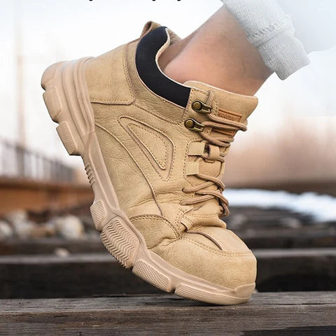 Chaussure de Sécurité Basse CANYON - Travail S3 SRC [Style Nubuck Beige & Ultra-Robuste]