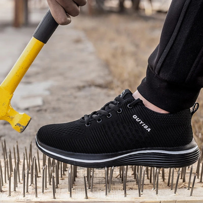 Baskets de Sécurité SPRINT BLACK - Chaussures de Travail S3 Ultra-Souples [Noir & Liseré Blanc]