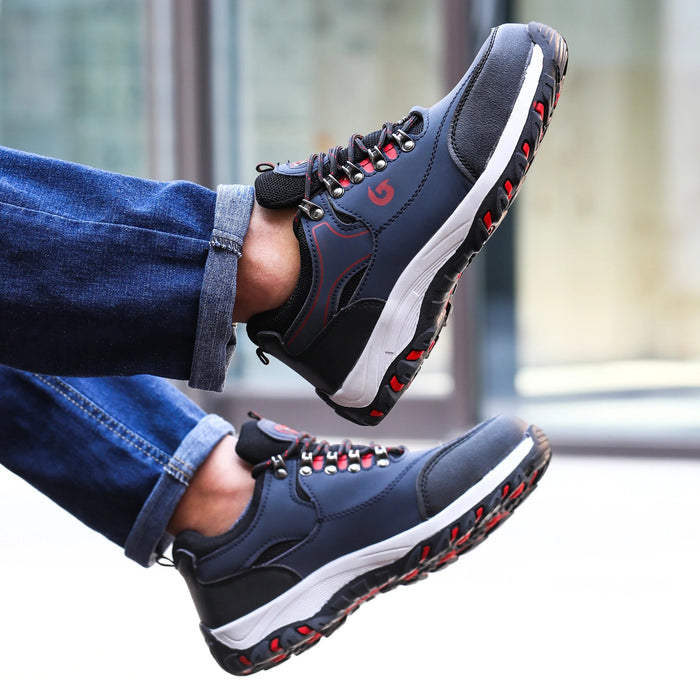Baskets de Sécurité RANGER BLUE - Chaussures de Travail S3 Style Randonnée [Bleu Marine & Rouge]
