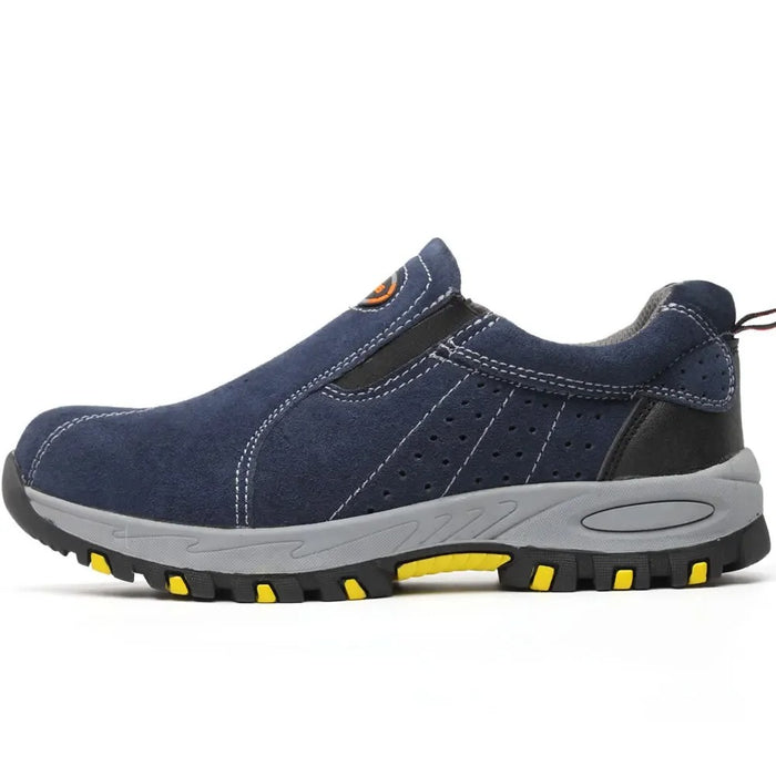 Baskets de Sécurité DOCKER BLUE - Chaussures de Travail S3 Sans Lacets [Daim Bleu Marine]