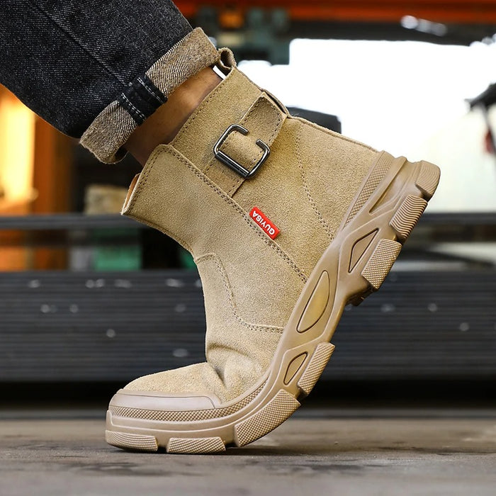 Bottines de Sécurité NOMAD BEIGE - Chaussures Montantes S3 Zippées [Daim Sable & Boucle]