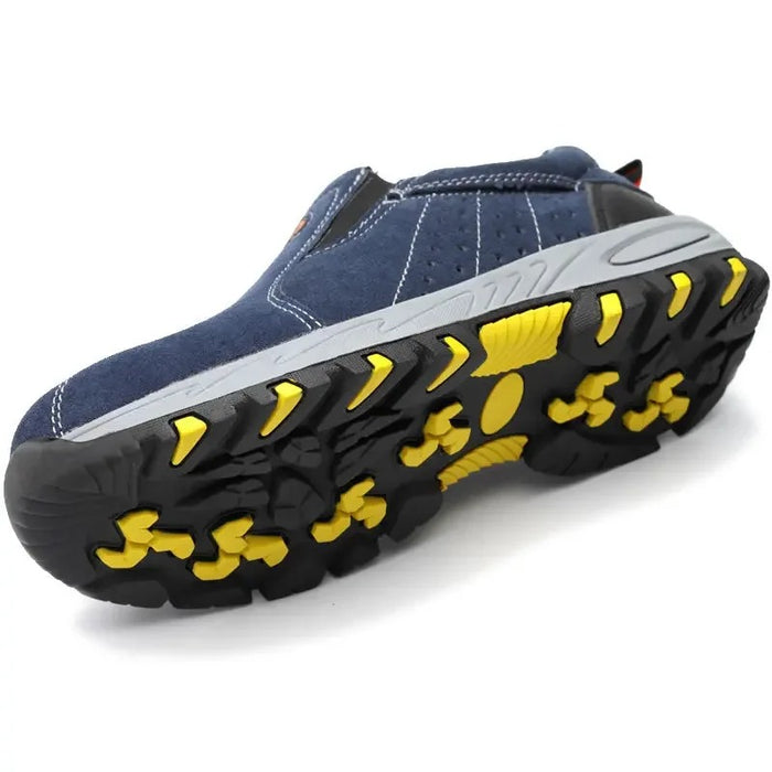 Baskets de Sécurité DOCKER BLUE - Chaussures de Travail S3 Sans Lacets [Daim Bleu Marine]