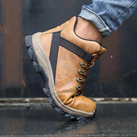 Chaussures de Sécurité Montantes COMMANDER GOLD - Bottes S3 SRC [Cuir Camel & Style Baroudeur]