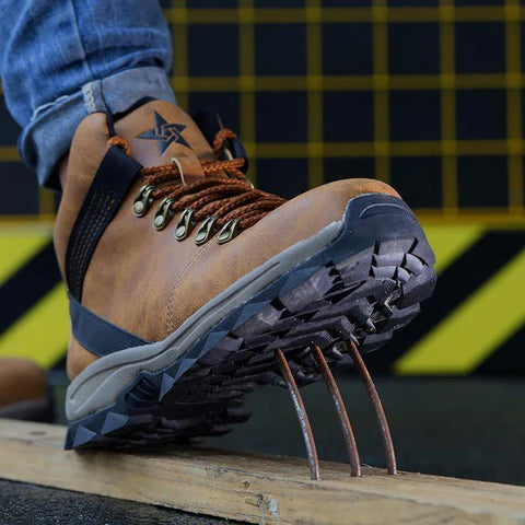 Chaussures de Sécurité Montantes COMMANDER GOLD - Bottes S3 SRC [Cuir Camel & Style Baroudeur]