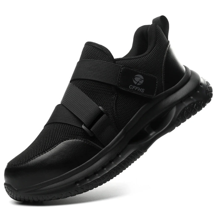 Baskets de Sécurité RAPID BLACK - Chaussures de Travail S3 à Scratch [Noir & Sans Lacets]