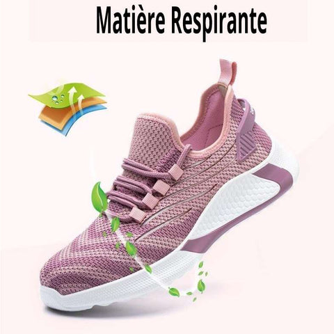 Chaussure / Basket de sécurité Femmes - Ultra-légère et confortable rose à coque